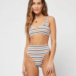 L*Space SWIM Printed Stripe Frenchi Bikini Bottom