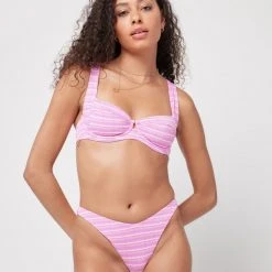 L*Space Pique Stripe Camellia Bikini Top