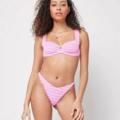 L*Space Pique Stripe Camellia Bikini Top