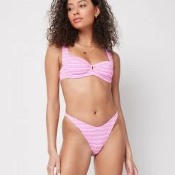 L*Space Pique Stripe Camellia Bikini Top