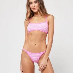 L*Space SWIM Pique Stripe Pamela Bikini Top